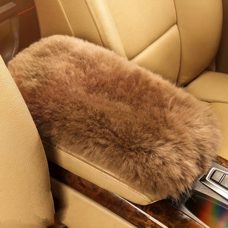 Pure Wool Car Armrest Pad, Winter Non-slip Cover