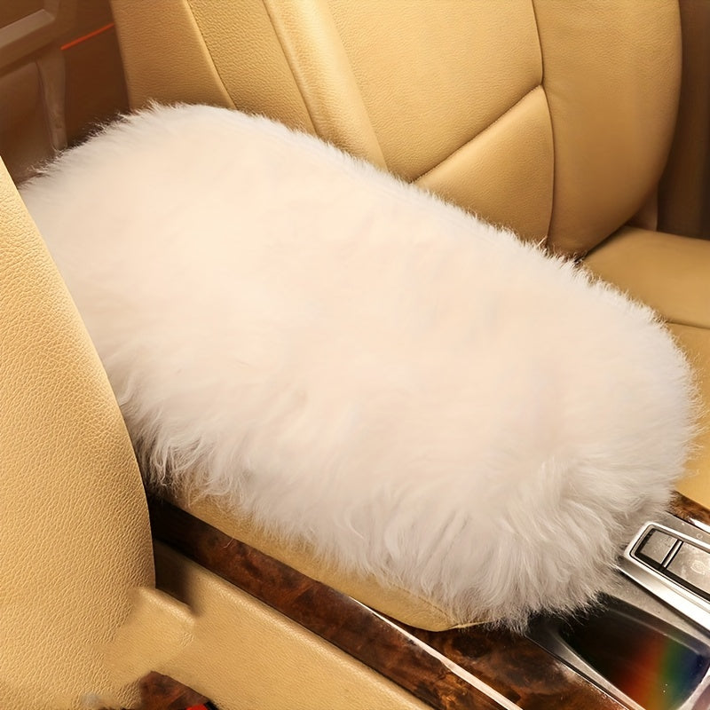 Pure Wool Car Armrest Pad, Winter Non-slip Cover