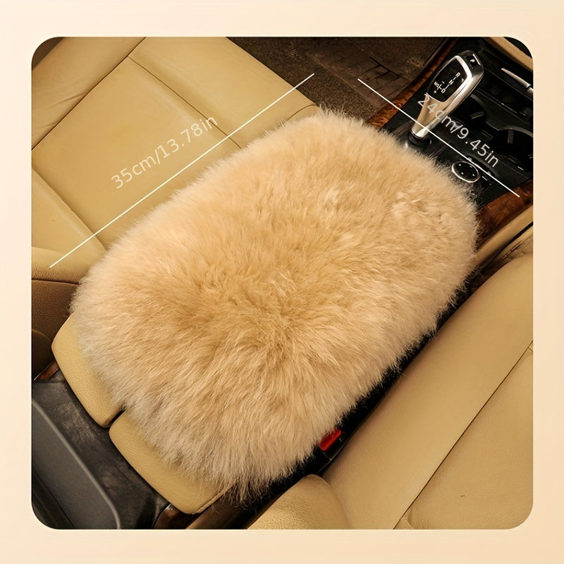 Pure Wool Car Armrest Pad, Winter Non-slip Cover